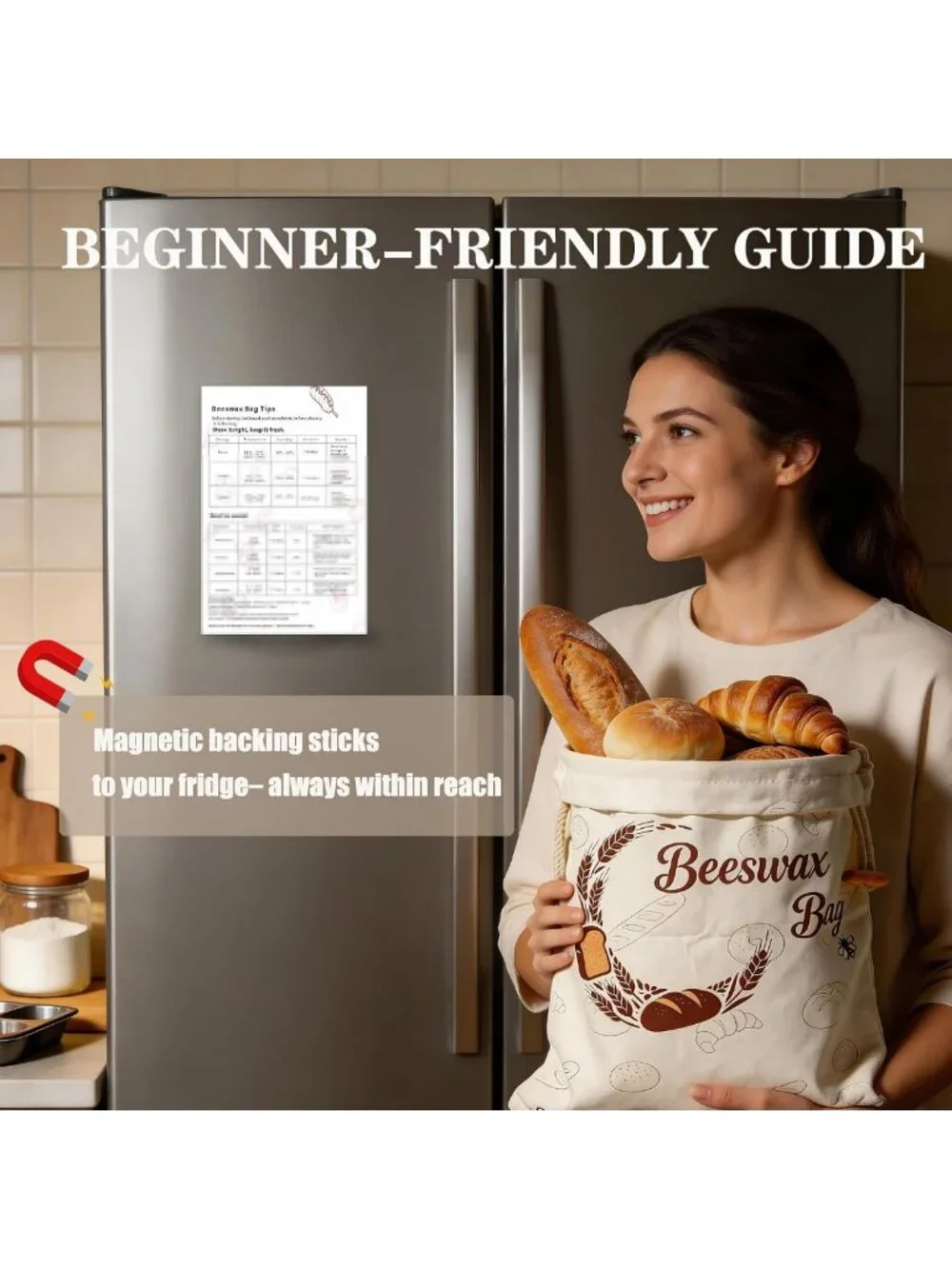 Eco-Friendly Reusable Beeswax Bread Bags - 2 Pack for Fresh Sourdough Storage